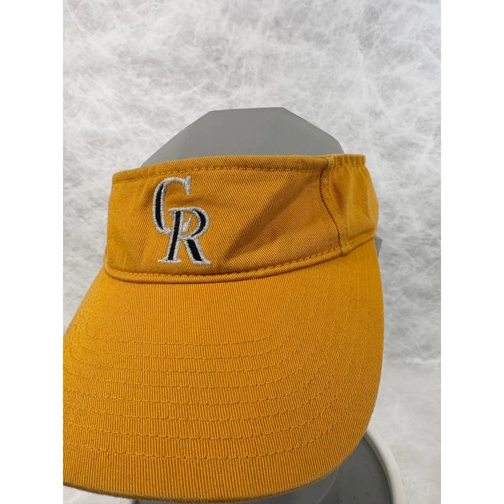 Twins Enterprise MLB Colorado Rockies Visor Hat Yellow Cotton Adjustable CR Logo